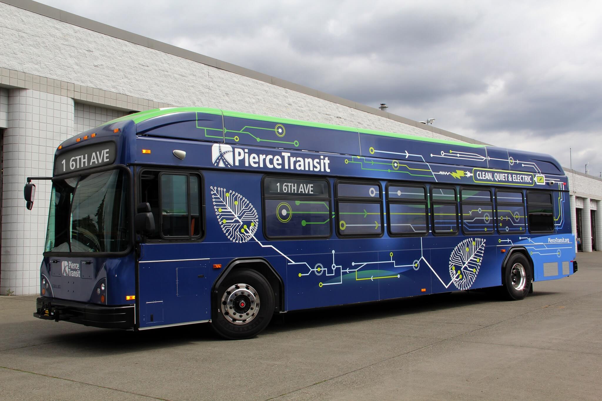 Electric bus graphics for Pierce transit agency by Turbo Images